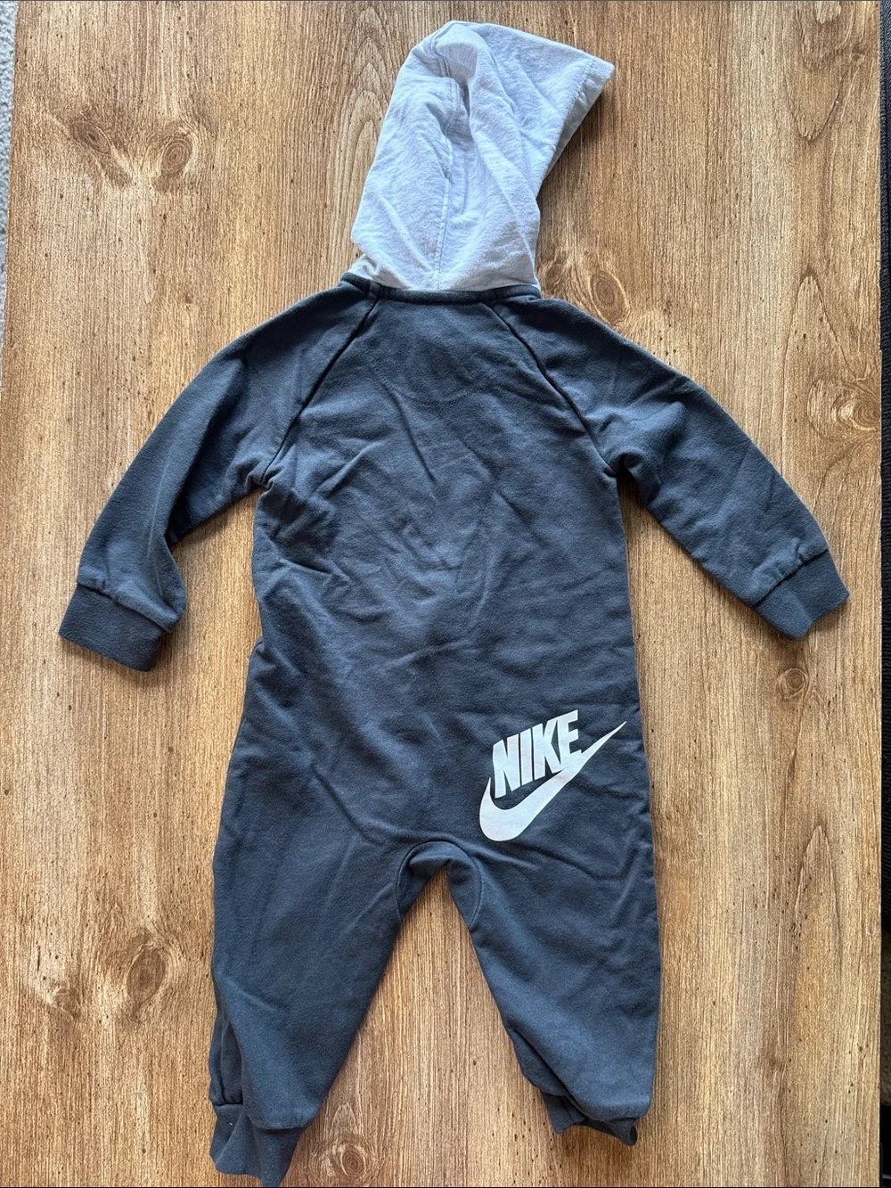 Nike baby Grey Hooded One-Piece Zip Romper